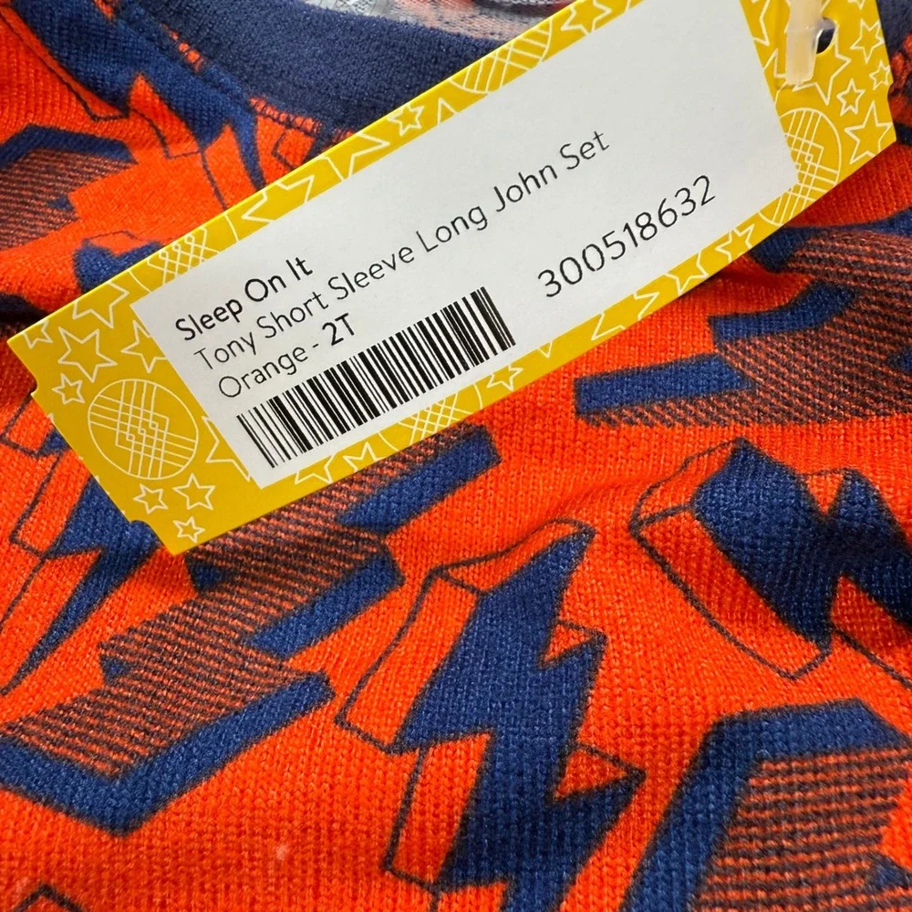Sleep On It‎ Pajama Set Lightning Bolt Orange 2T Short Sleeve Long John